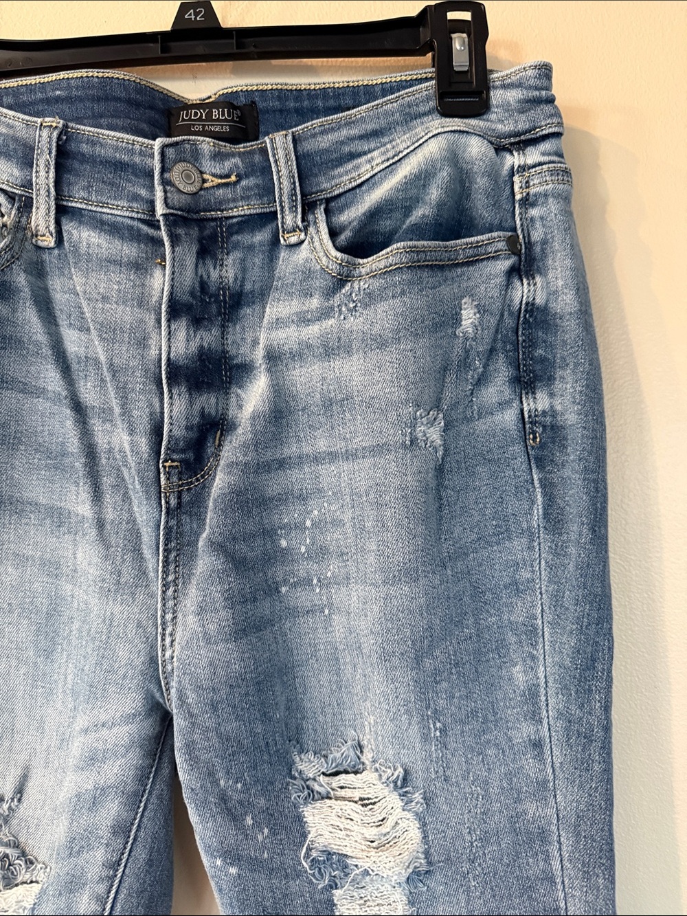 The Madison Judy Blue Light Wash Distressed Skinny Jeans - Picture 7 of 14